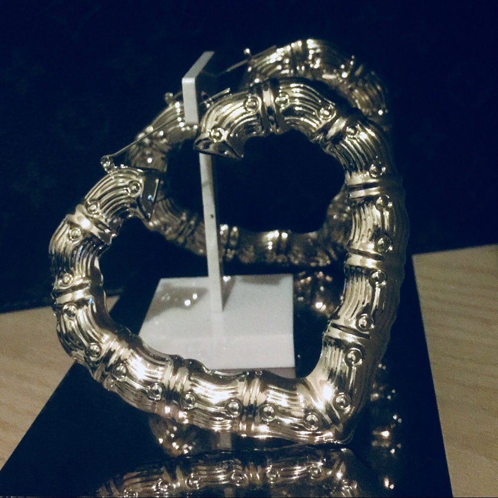 Silver Tone Heart Hoop Earrings